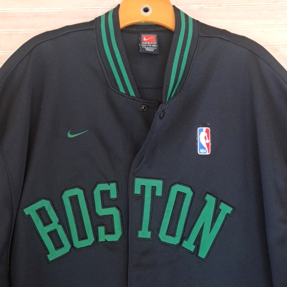 Nike Team Boston 63 Celtics NBA Nike Warm-Up Jacket Black Snap Buttons Vintage - Picture 2 of 13